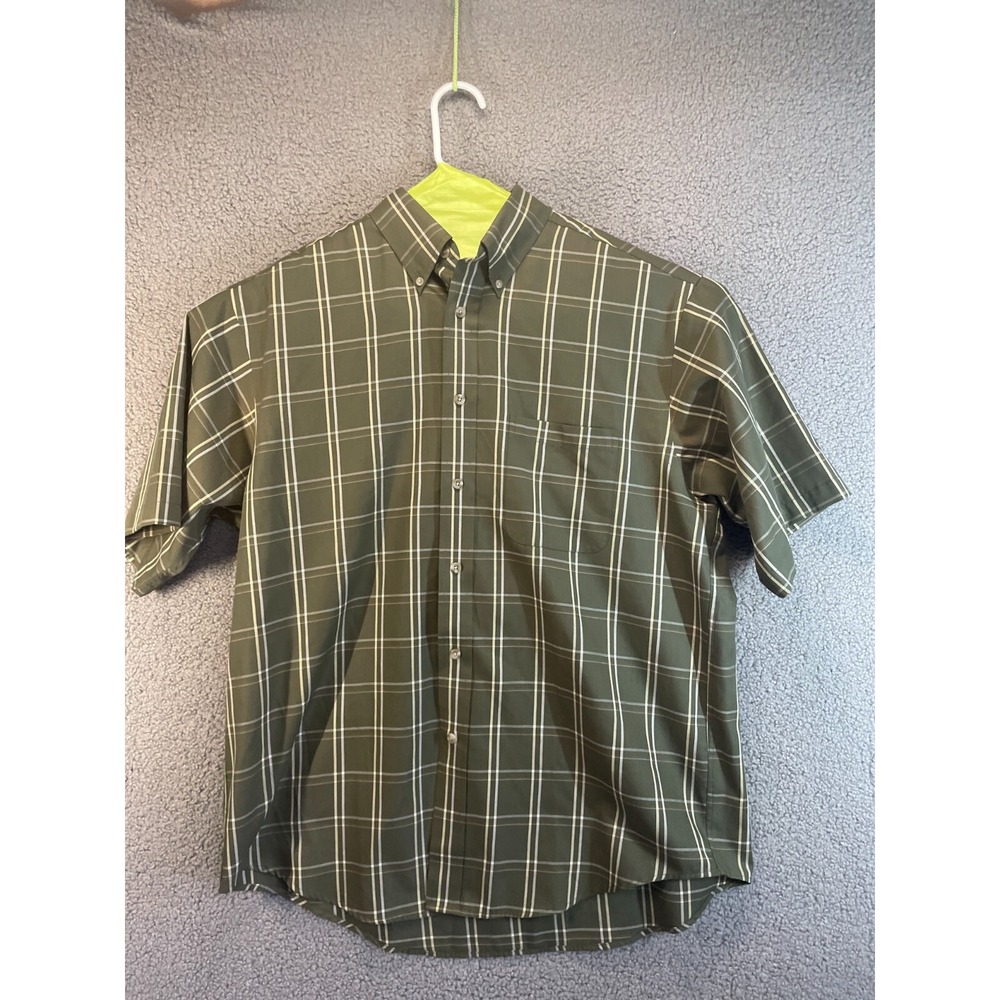 Roundtree & Yorke Short Sleeve Mens Large  Plaid Easy‎ Care